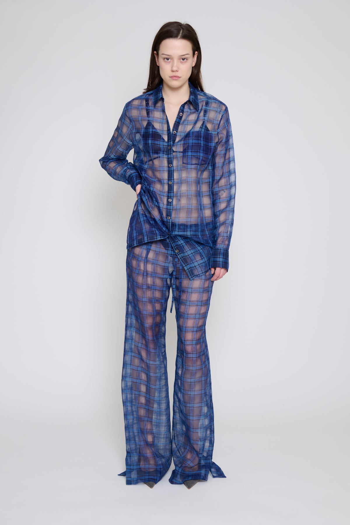 Indigo Plaid Relaxed Button Down