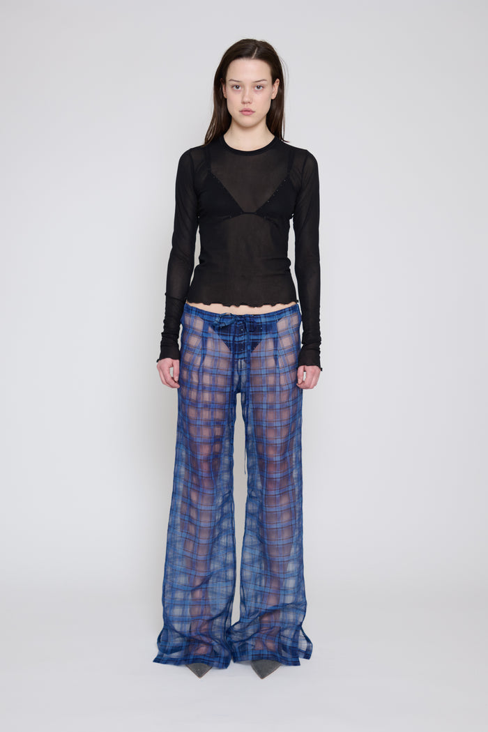 Indigo Plaid Drawstring Pants