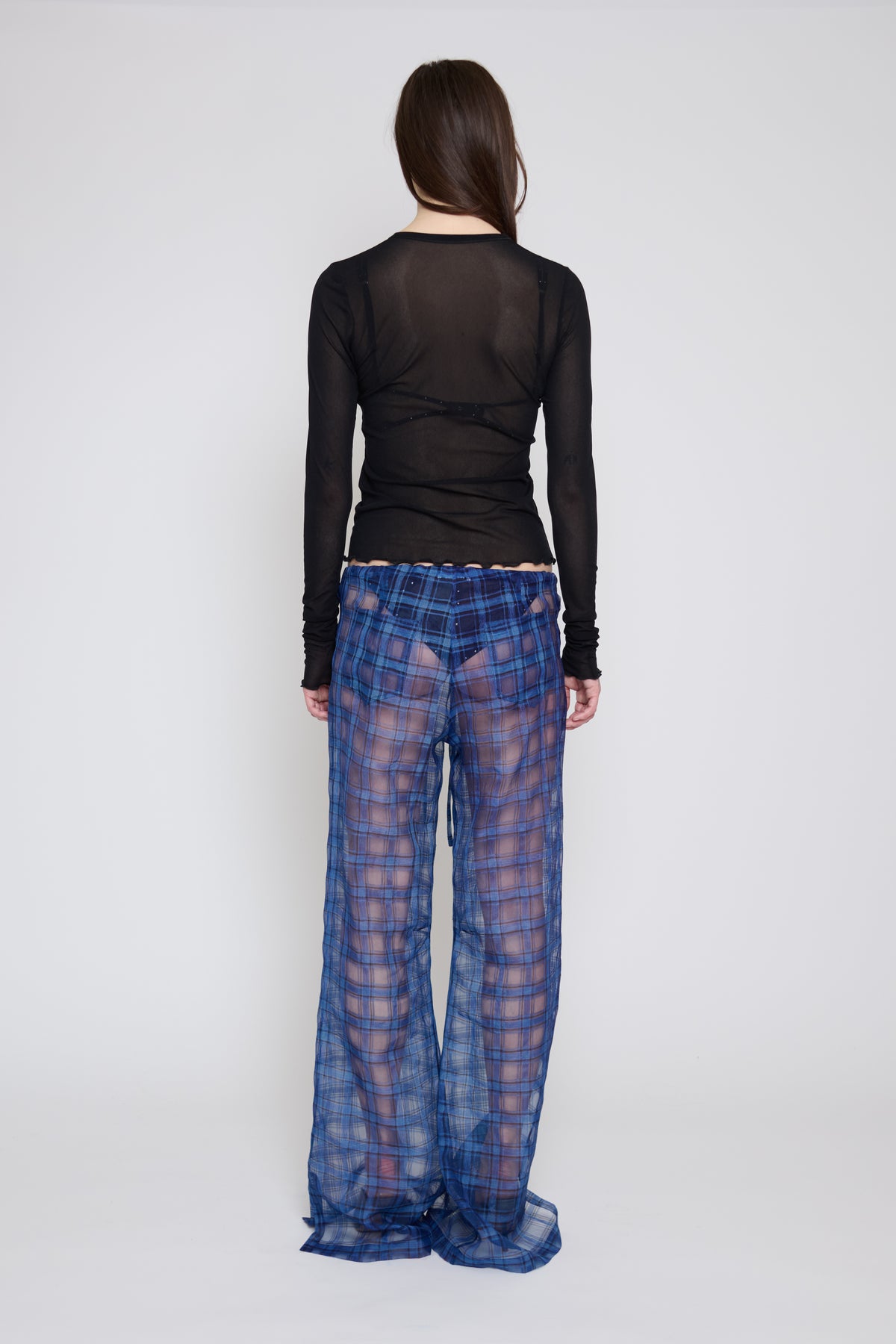 Indigo Plaid Drawstring Pants