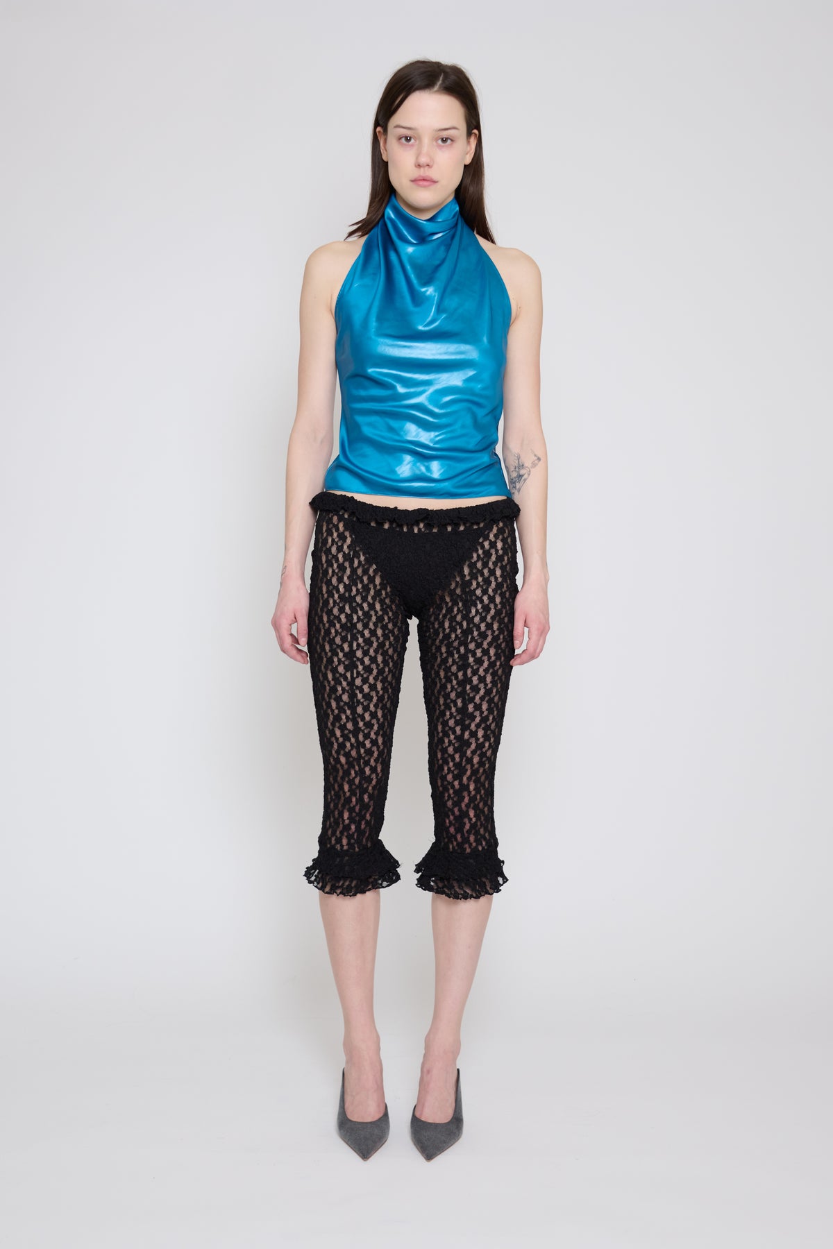 Blue Zircon Low Back Halter Top