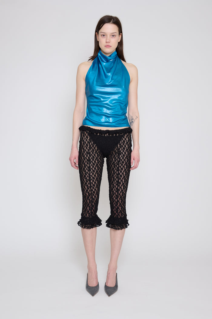 Blue Zircon Low Back Halter Top