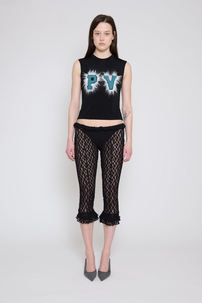 Black Stretch Lace Capri