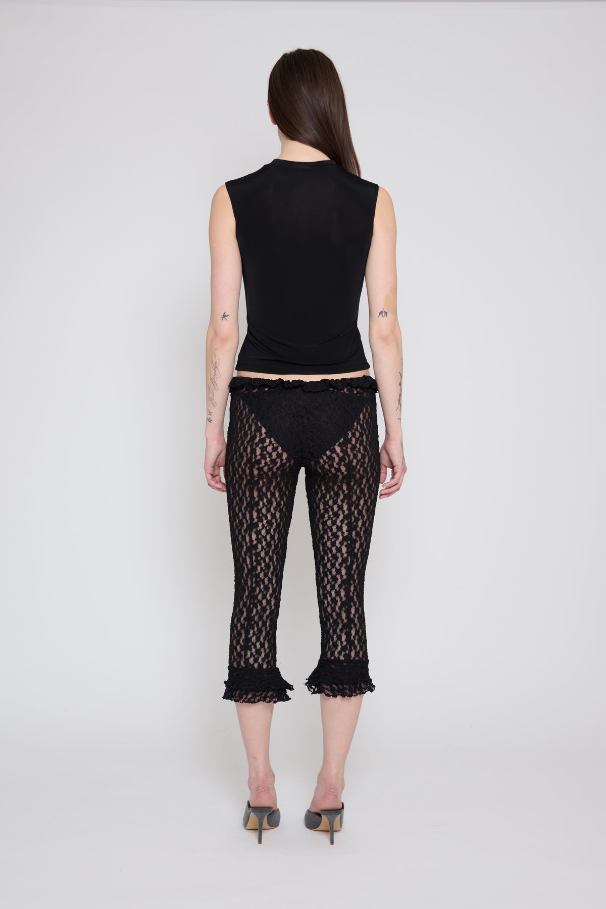 Black Stretch Lace Capri