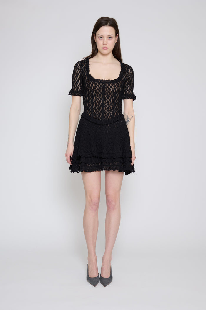 Black Stretch Lace Mini Dress