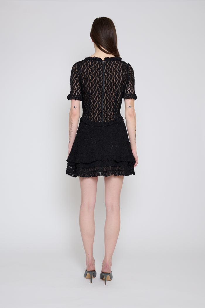 Black Stretch Lace Mini Dress