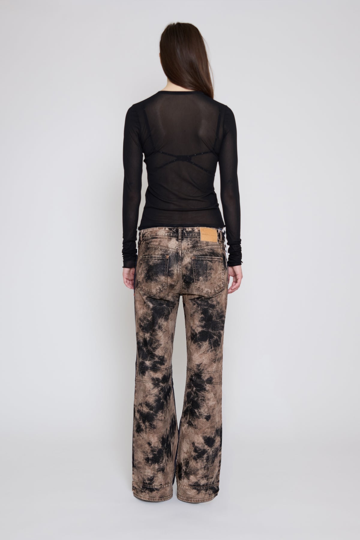Brown Bleach Dye Frayed Jeans