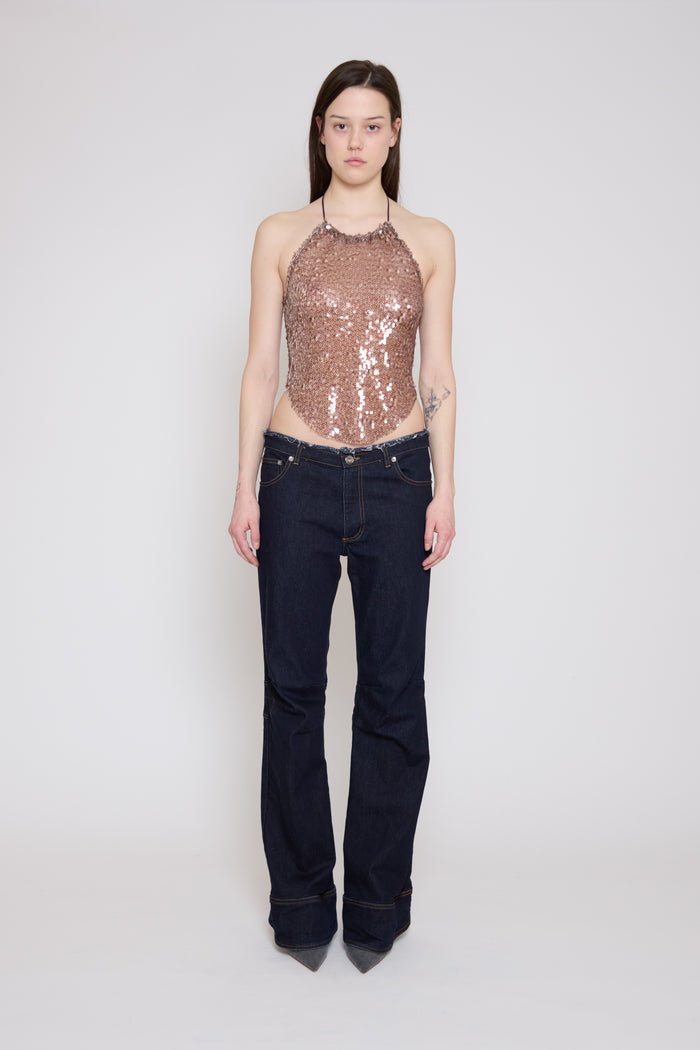 Mauve Lace-Up Halter Top