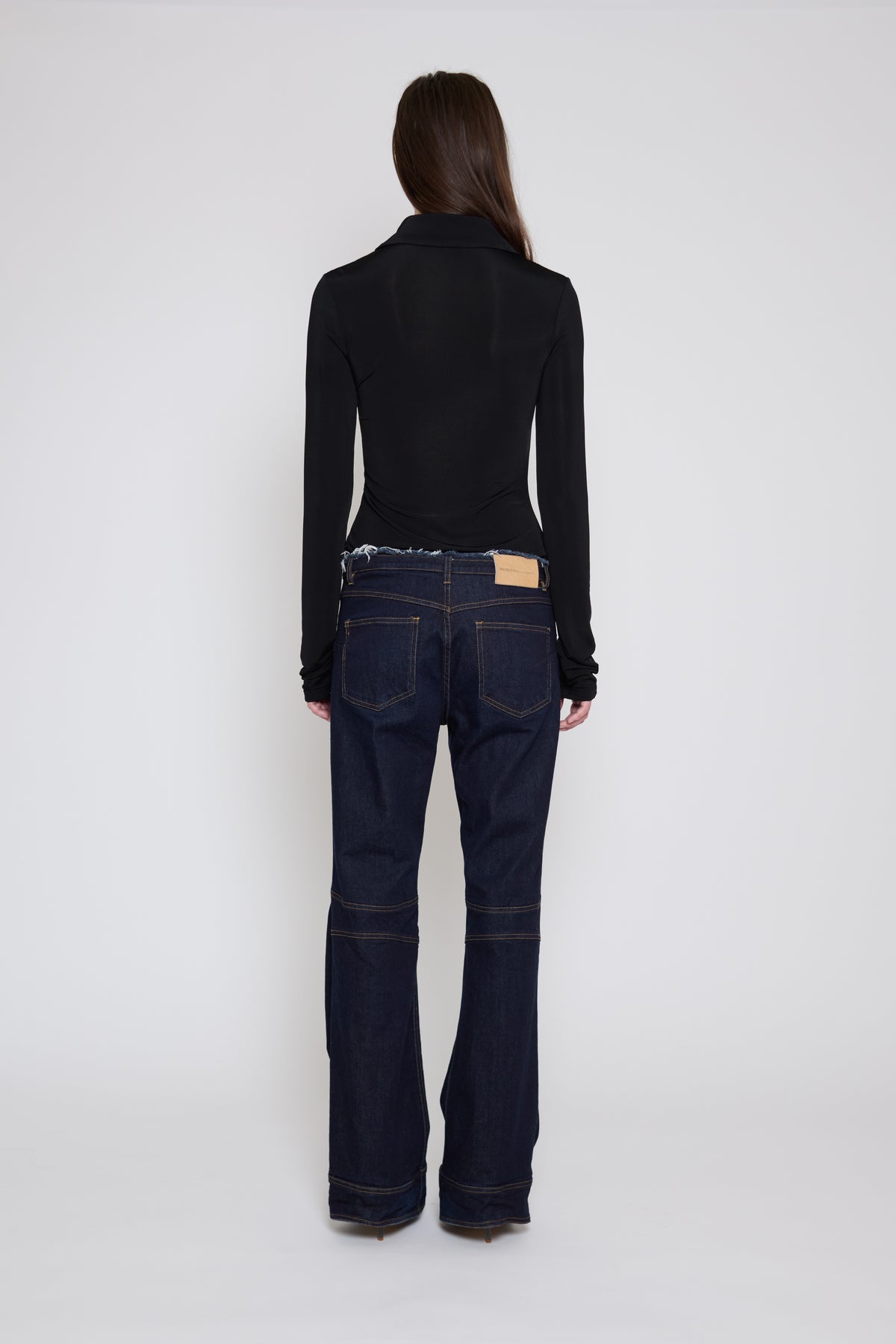 Black Long Sleeve Lace-Up Top