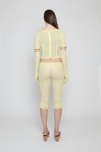 Citron Stretch Lace Capri