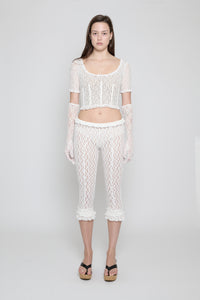 White Stretch Lace Capri - Pre Order