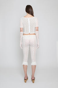 White Stretch Lace Capri - Pre Order