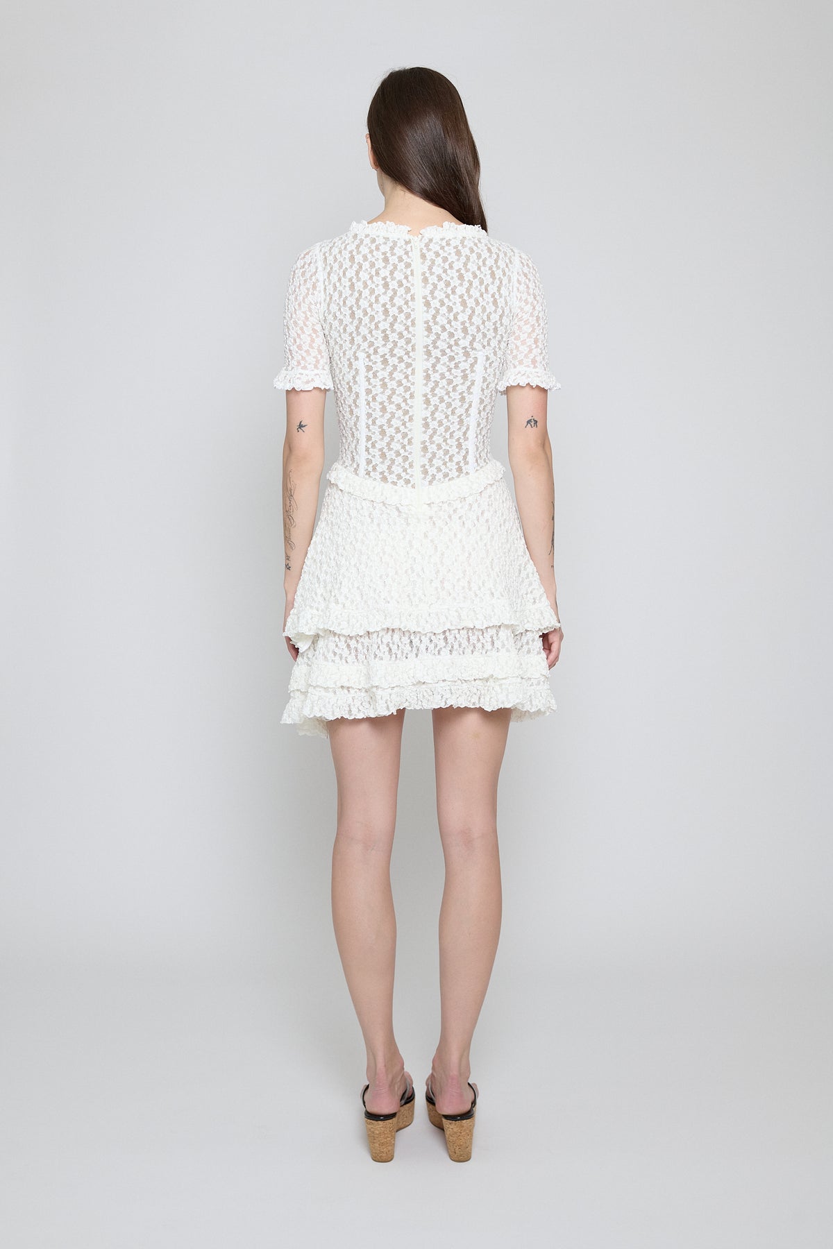 White Stretch Lace Mini Dress - Pre Order