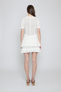 White Stretch Lace Mini Dress - Pre Order