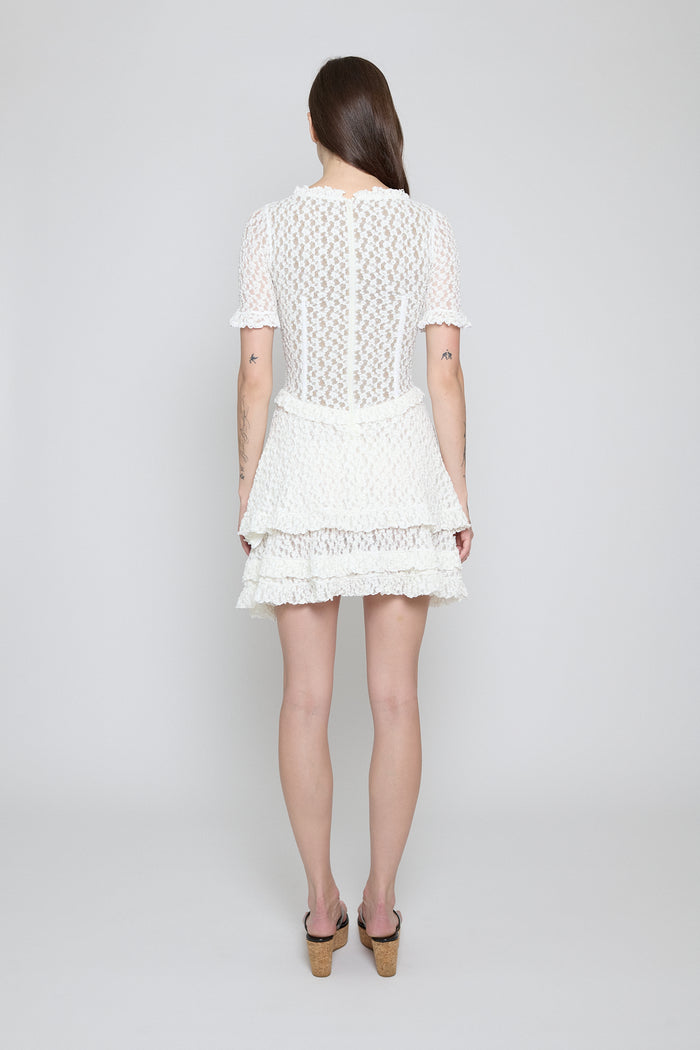 White Stretch Lace Mini Dress - Pre Order