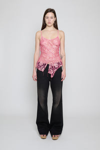 Fuchsia Lace Paneled Cami Top - Pre Order