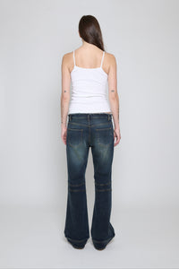 Acid Green Low Rise Frayed Jeans - Pre Order