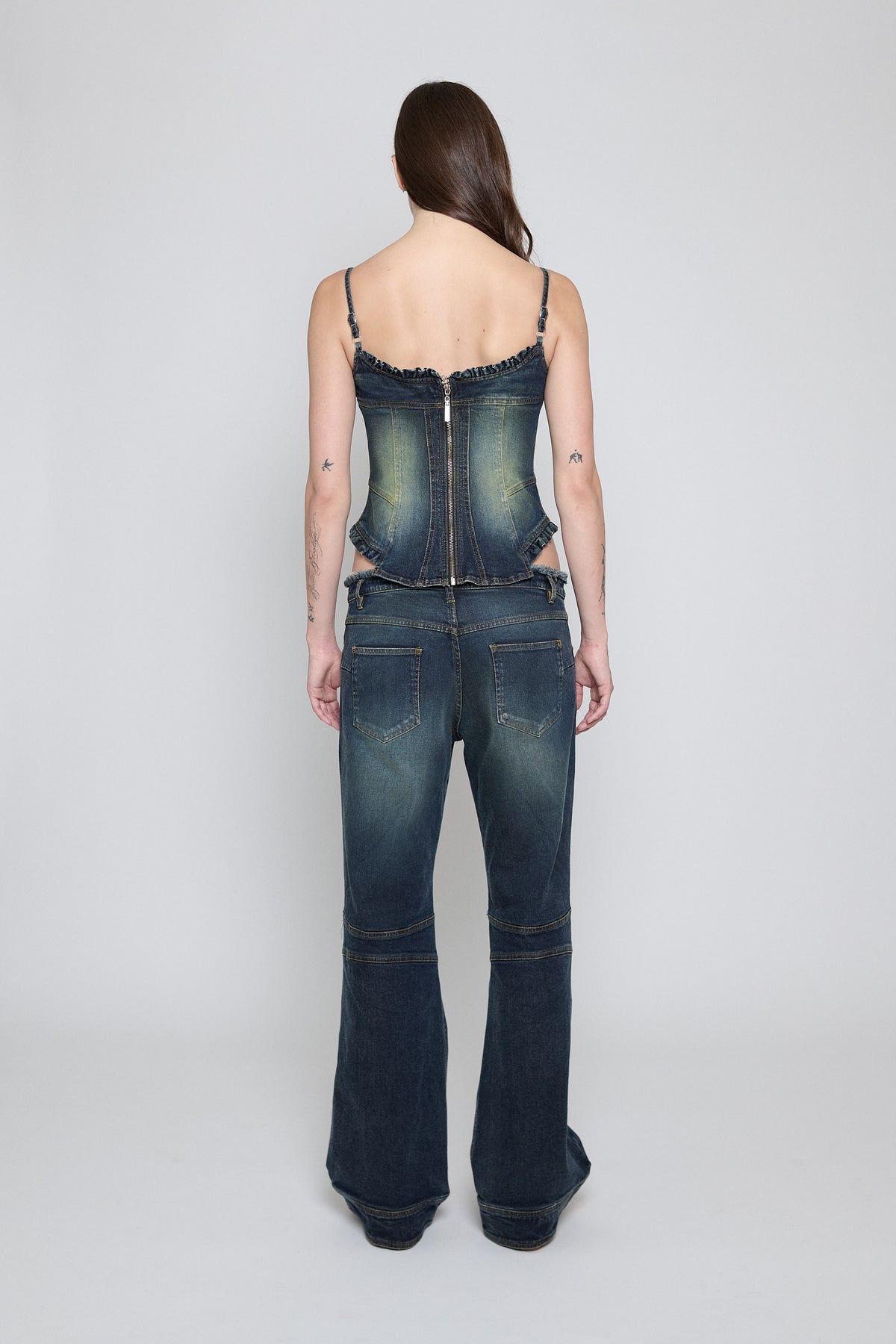 Acid Green Denim Corset Top - Pre order