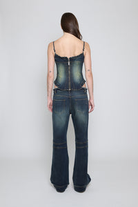 Acid Green Denim Corset Top - Pre order