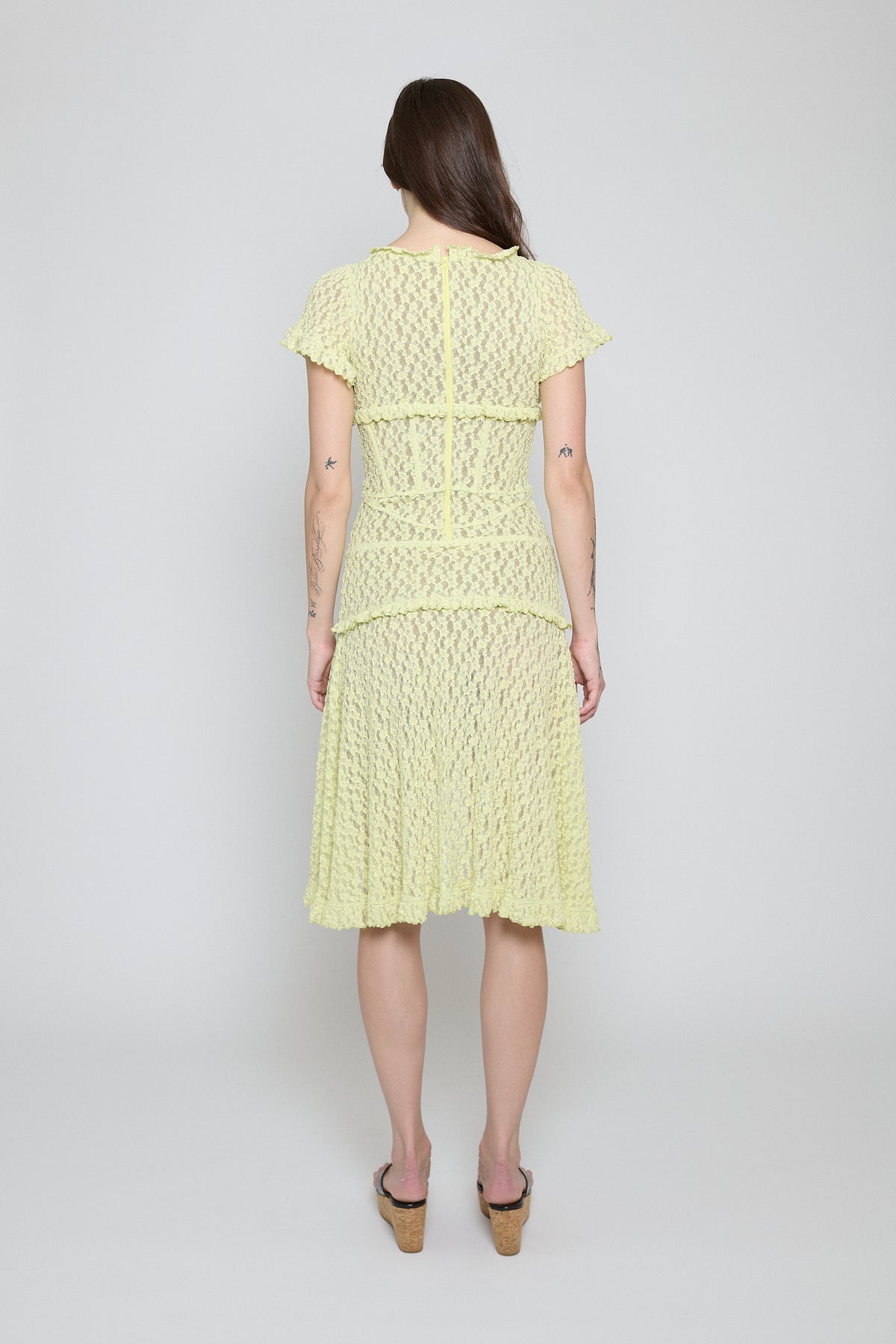 Citron Stretch Lace Midi Dress - Pre Order