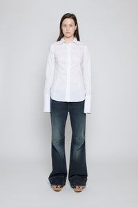 White Pinstripe Fitted Button Down - Pre Order