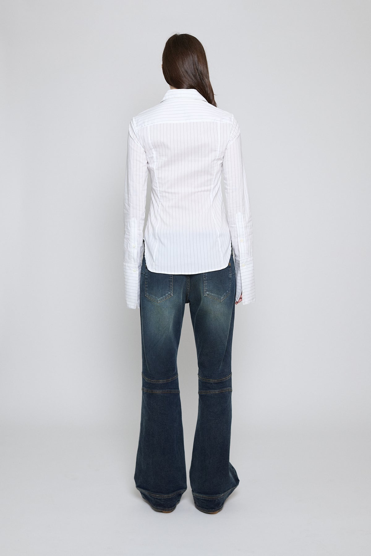 White Pinstripe Fitted Button Down - Pre Order