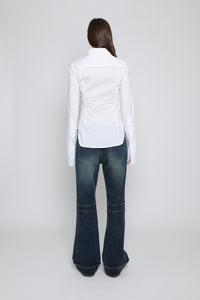 White Pinstripe Fitted Button Down - Pre Order