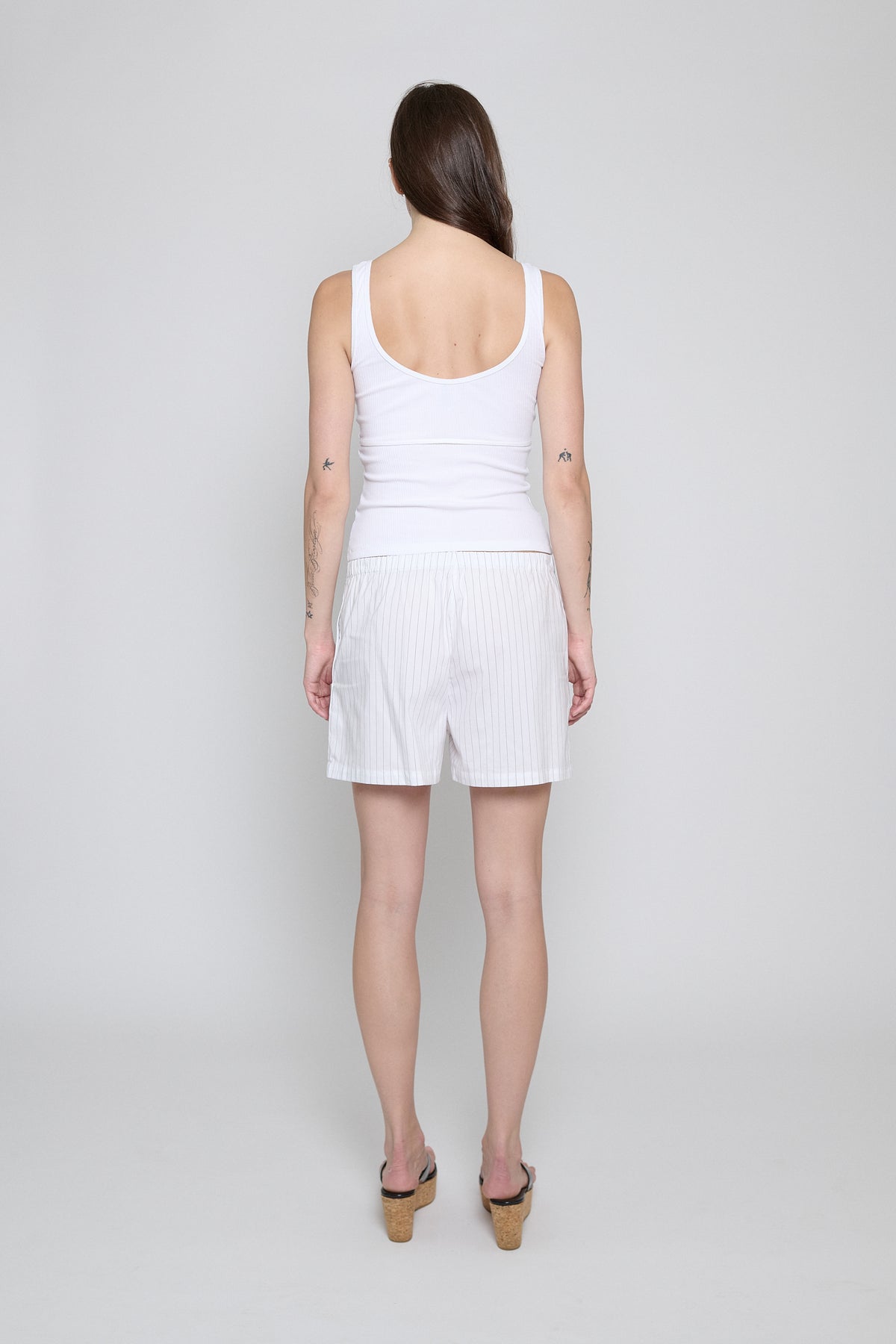 White Ribbed Squareneck Tank