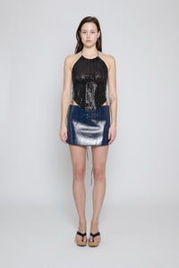 Black Sequin Halter Top