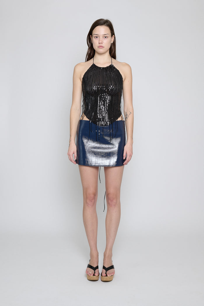 Black Sequin Halter Top