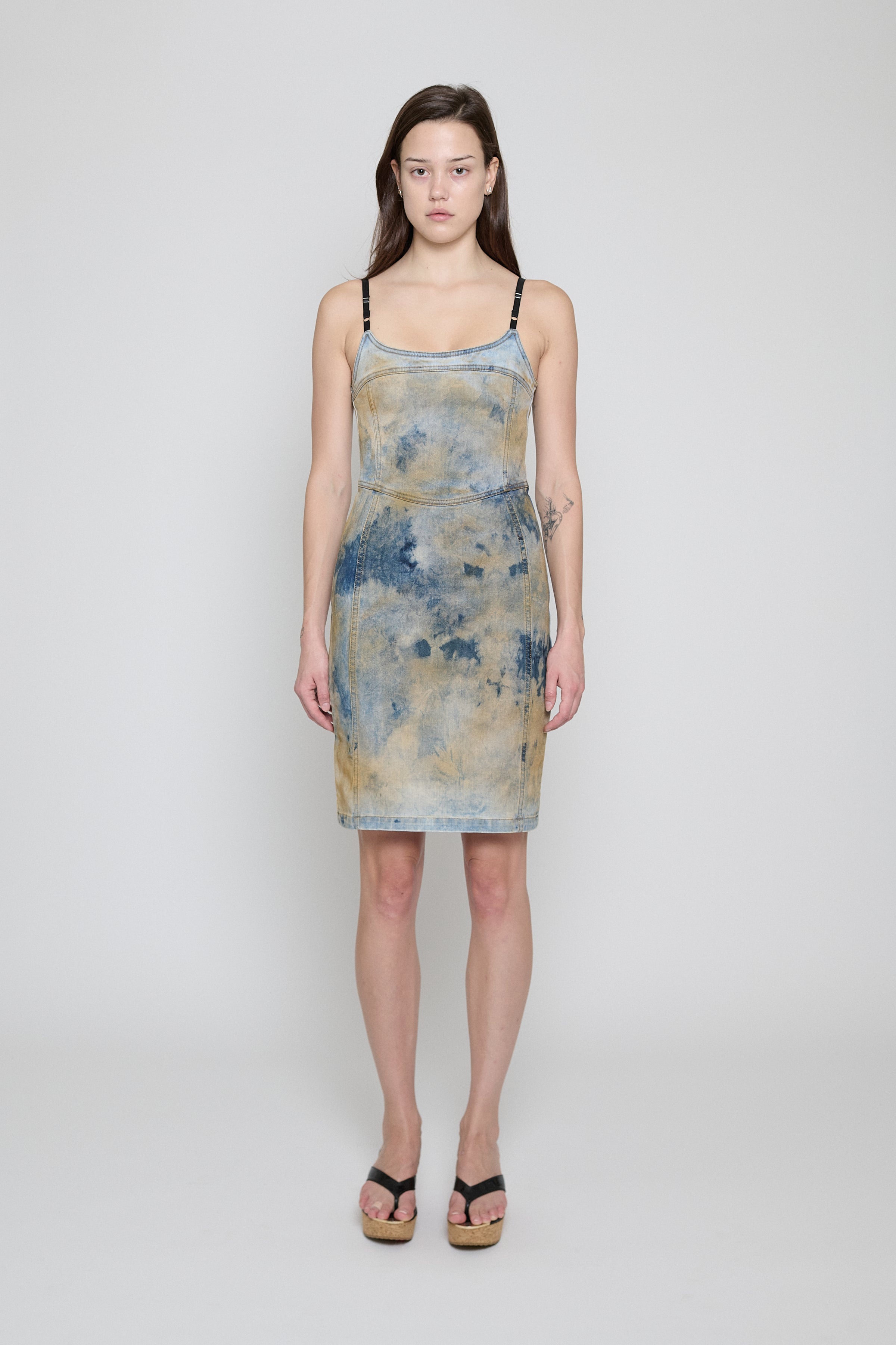 Dune Wash Denim Corset Dress