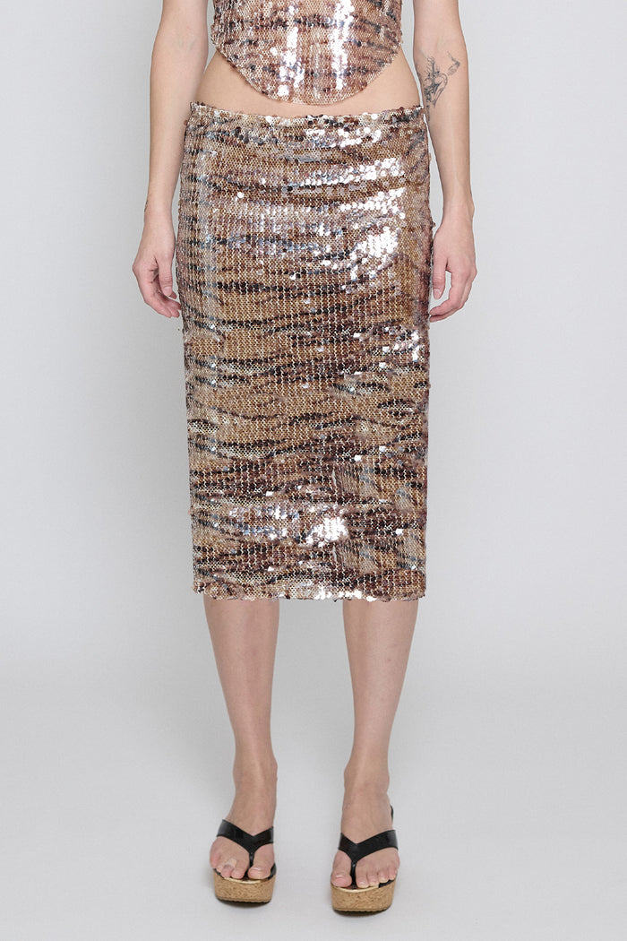 Tiger Sequin Midi Skirt - Pre Order