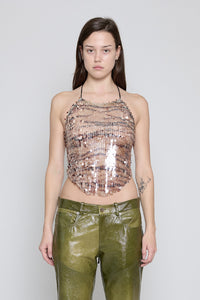 Tiger Sequin Halter Top - Pre Order