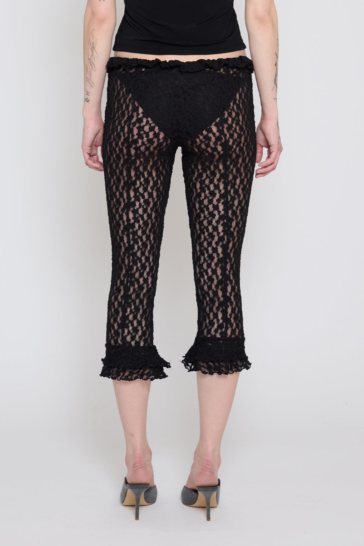 Black Stretch Lace Capri
