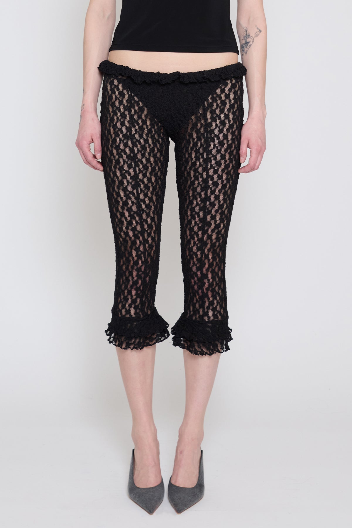 Black Stretch Lace Capri