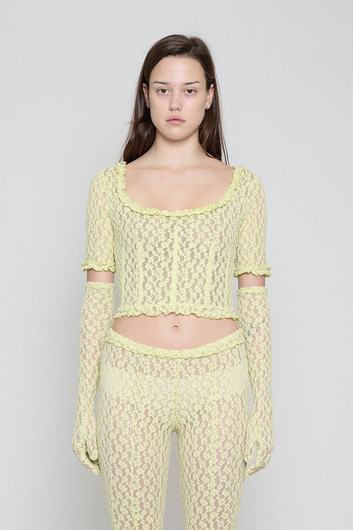 Citron Stretch Lace Gloves