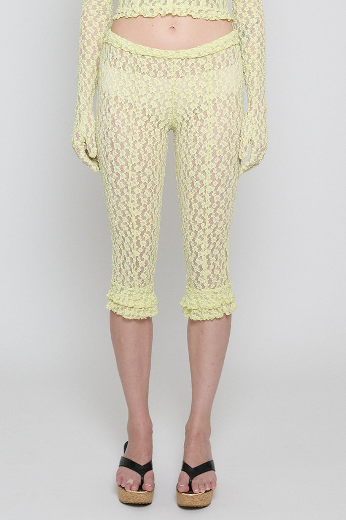 Citron Stretch Lace Capri