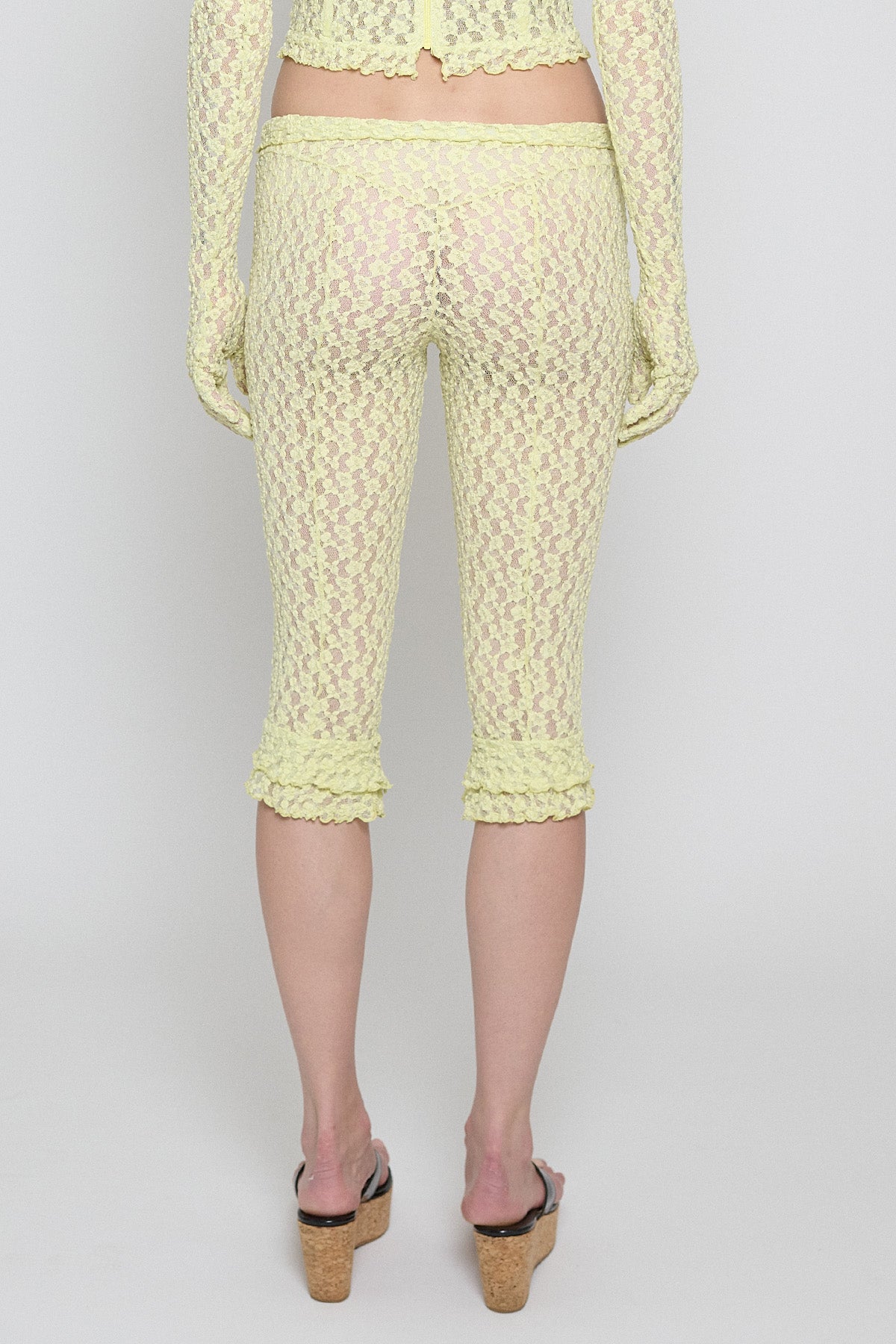 Citron Stretch Lace Capri
