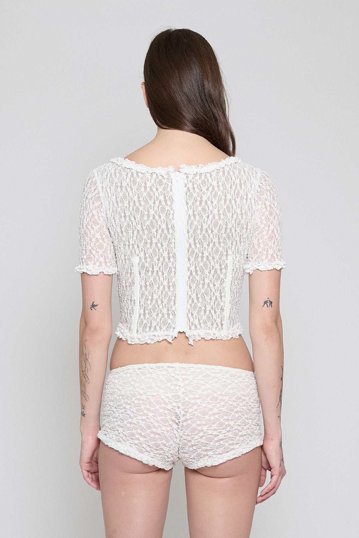 White Stretch Lace Corset Top - Pre Order