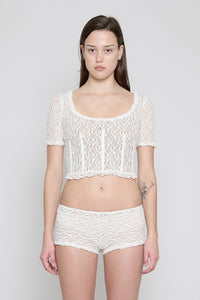 White Stretch Lace Corset Top - Pre Order
