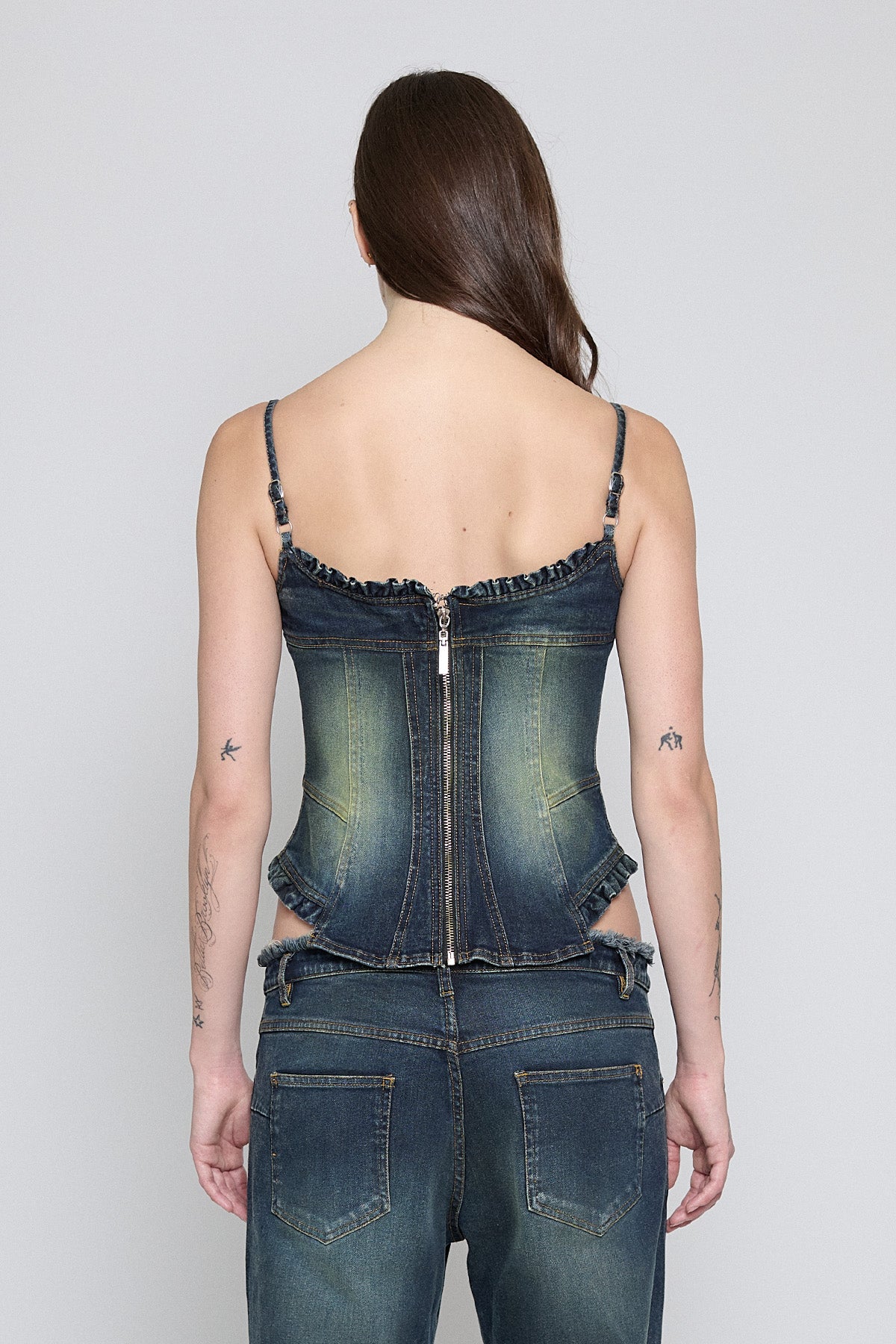Acid Green Denim Corset Top - Pre order