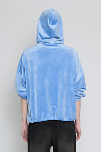 Baby Blue Drawstring Velour Hoodie