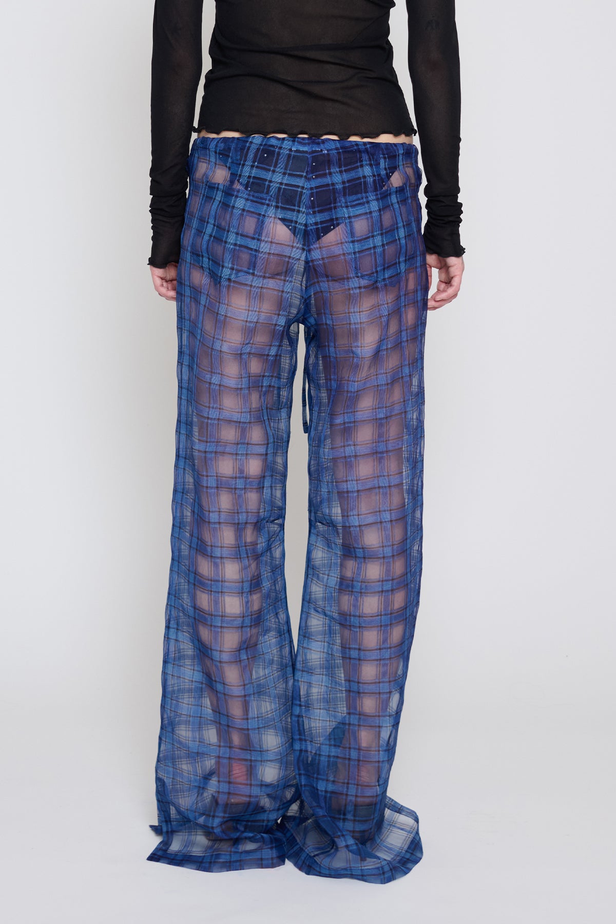 Indigo Plaid Drawstring Pants