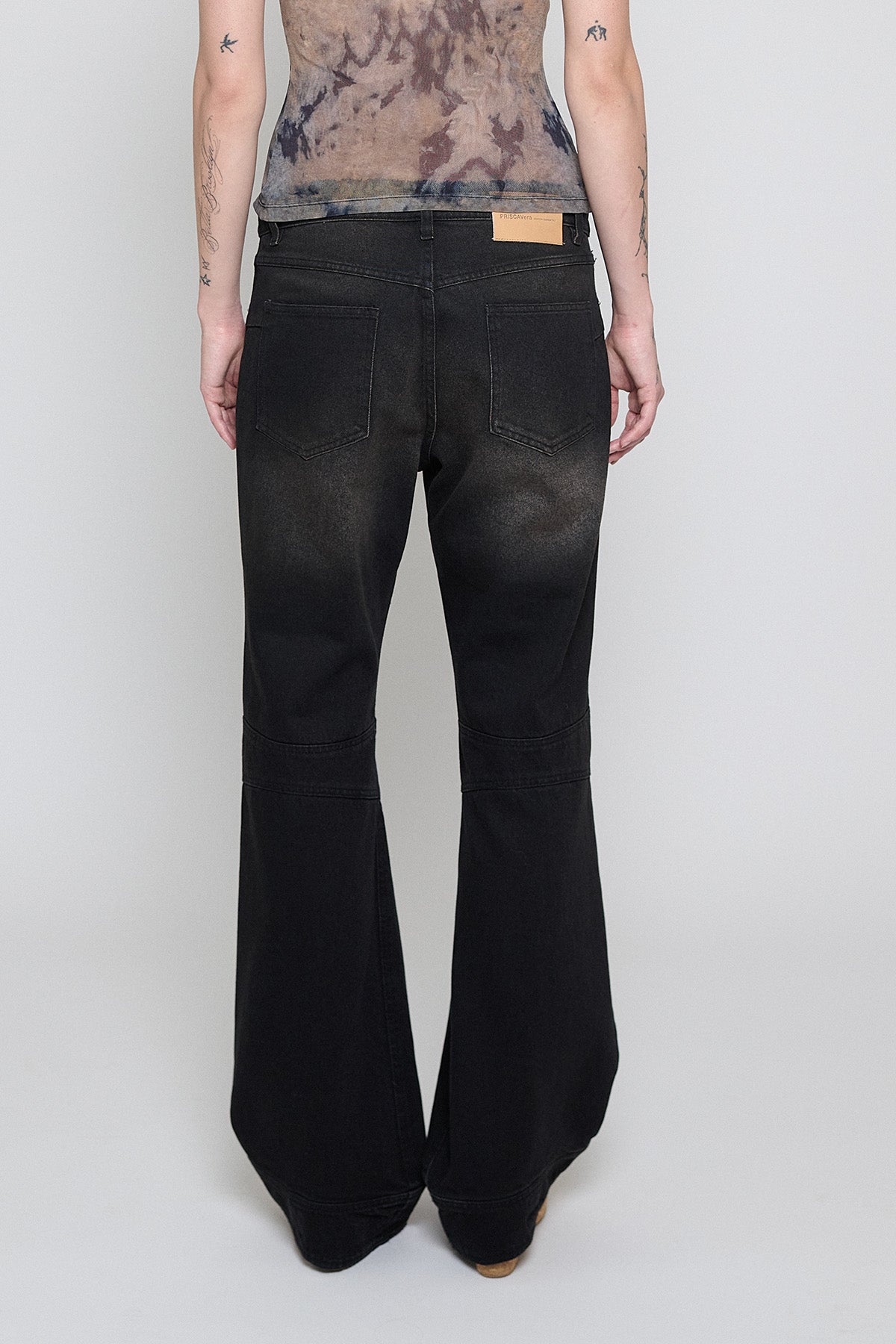 Black Brown Low Rise Frayed Jeans