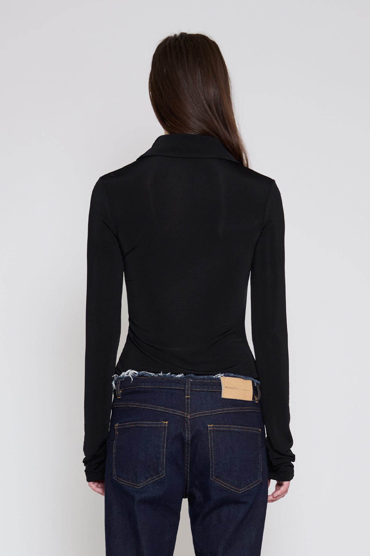 Black Long Sleeve Lace-Up Top