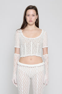 White Stretch Lace Gloves - Pre Order