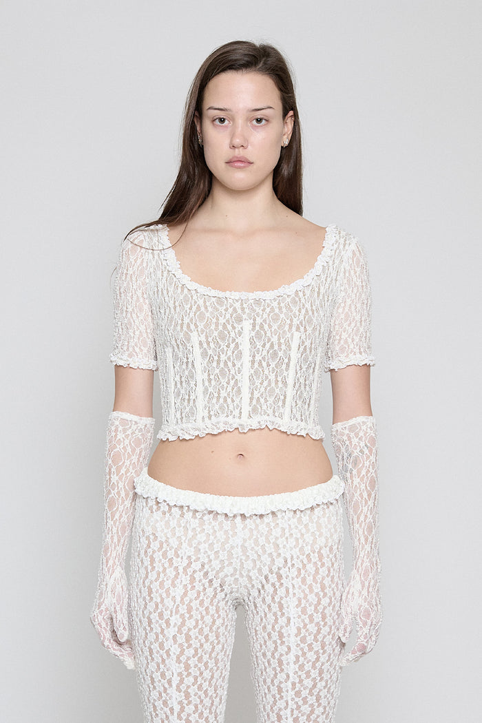 White Stretch Lace Gloves - Pre Order