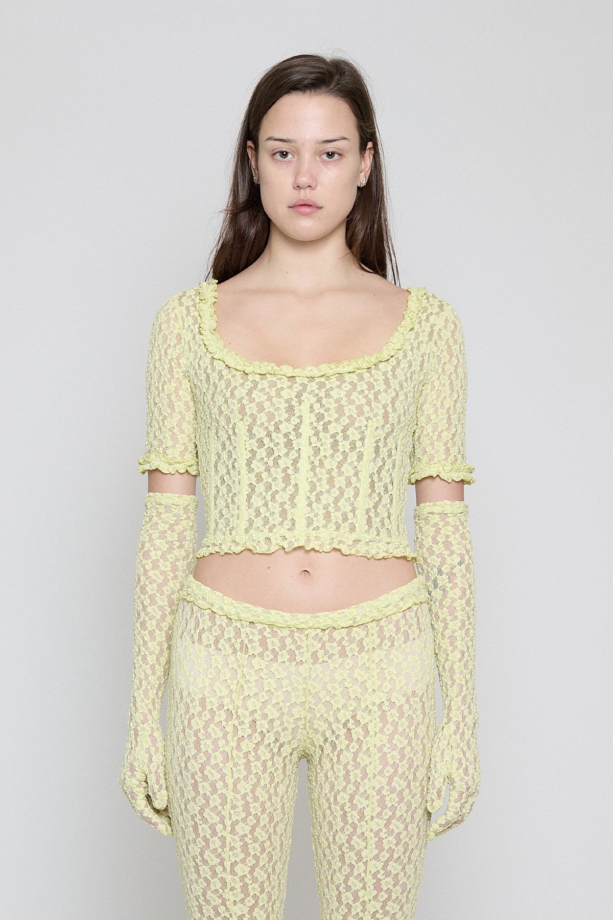 Citron Stretch Lace Corset Top