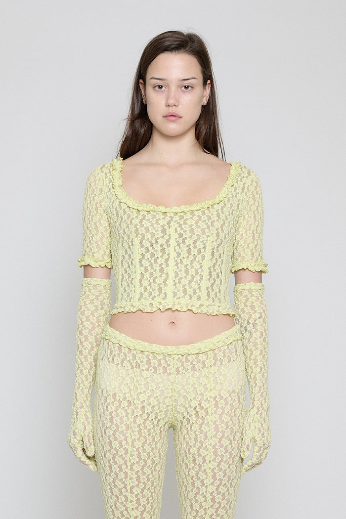 Citron Stretch Lace Corset Top