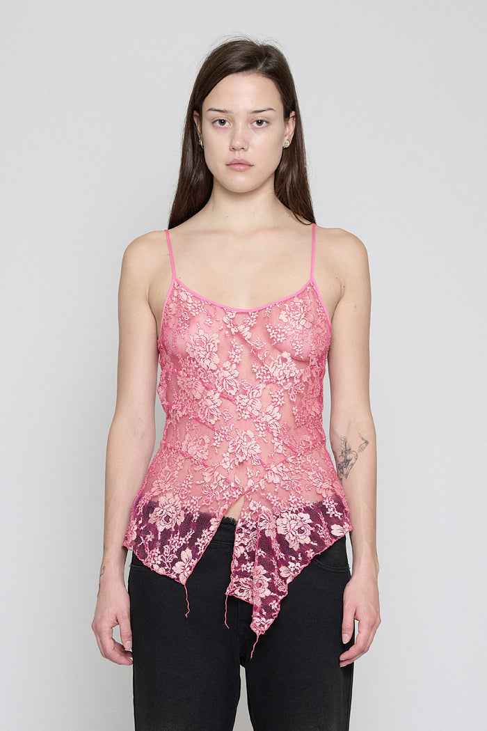 Fuchsia Lace Paneled Cami Top - Pre Order
