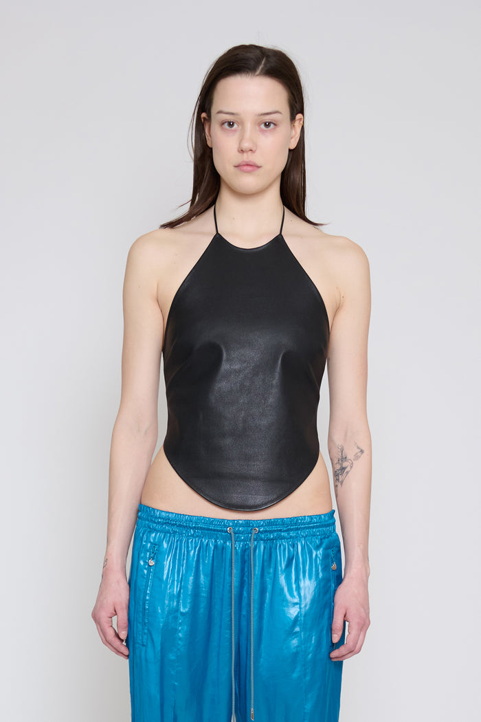 Black Lace Up Halter Top